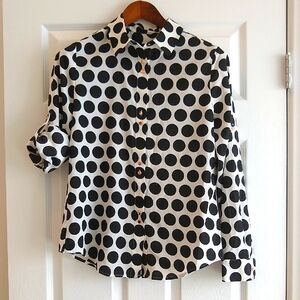 Ivanka Trump Black and White Polka Dot Women's Button Down